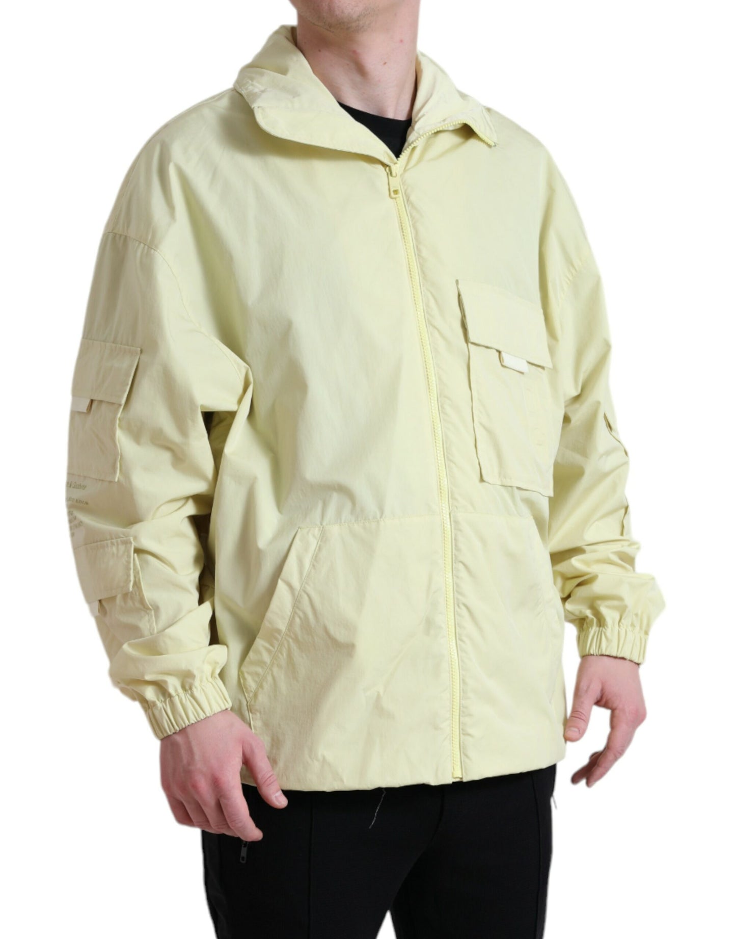 Dolce & Gabbana Men's Elegant Yellow Windbreaker Jacket