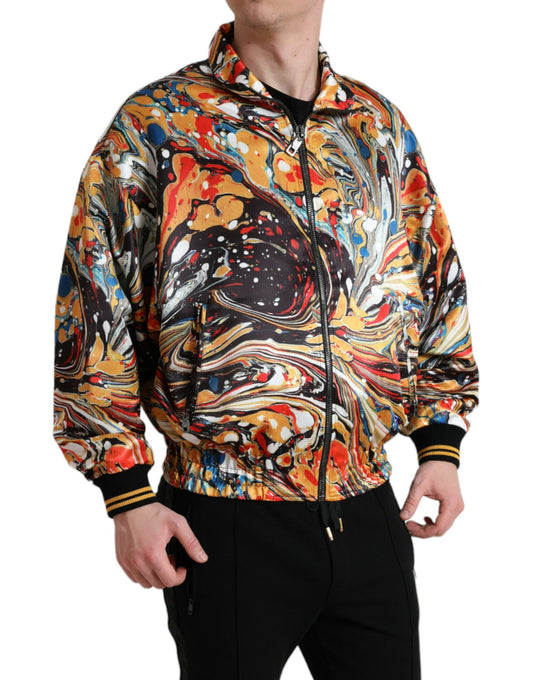 Dolce & Gabbana Men's Multicolor Abstract Polyester Bomber Jacket