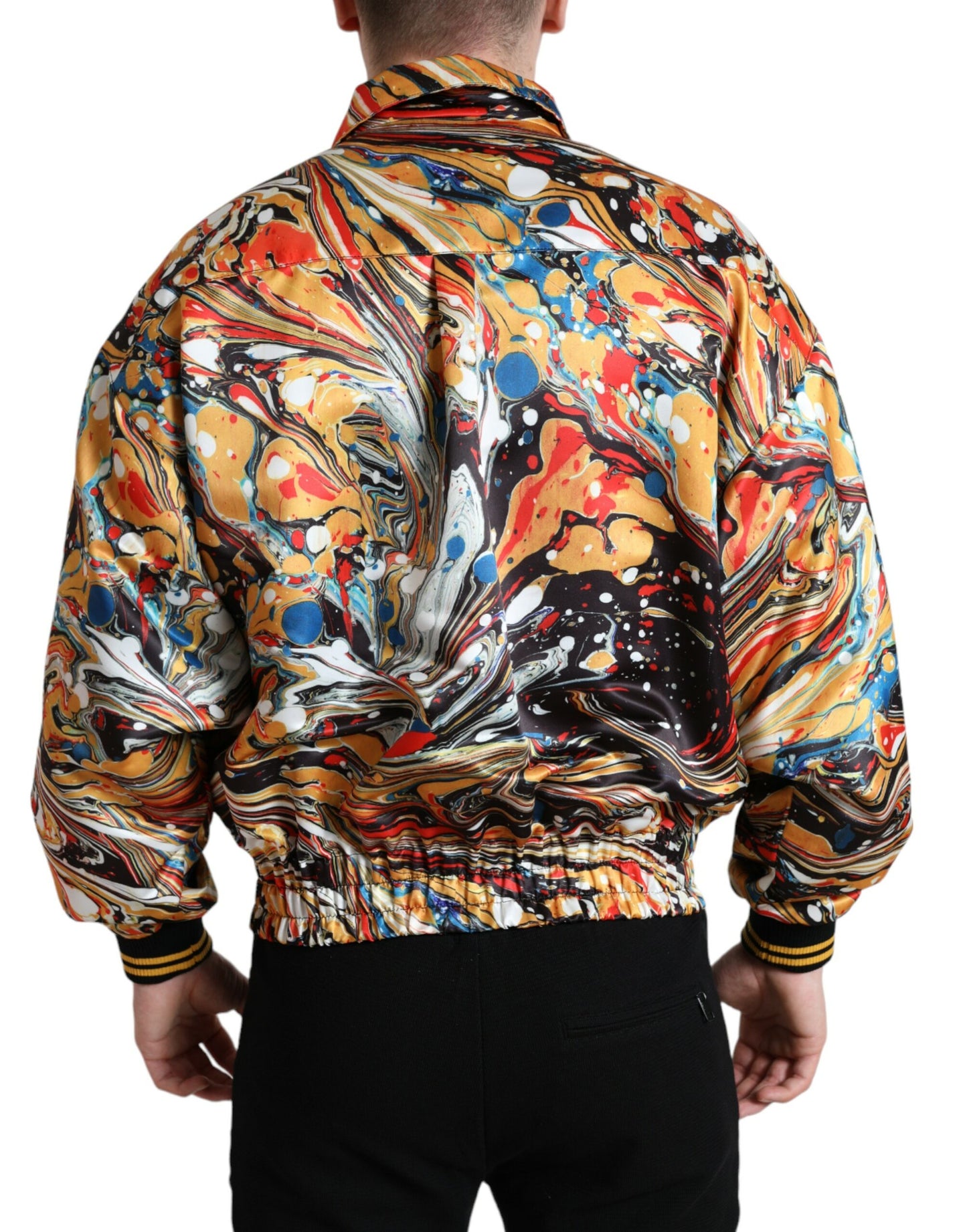 Dolce & Gabbana Men's Multicolor Abstract Polyester Bomber Jacket
