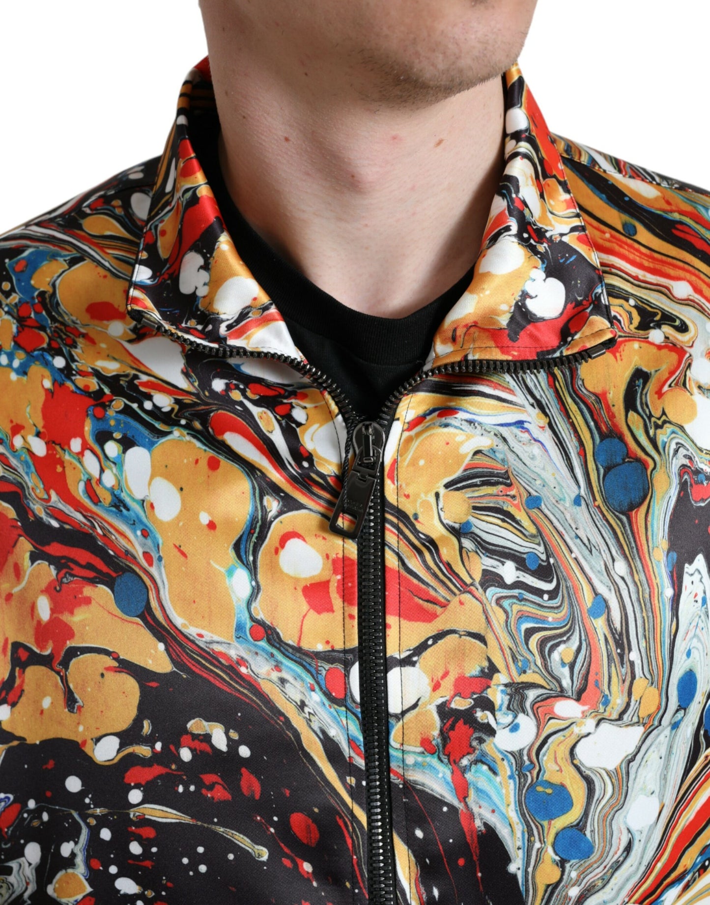 Dolce & Gabbana Men's Multicolor Abstract Polyester Bomber Jacket