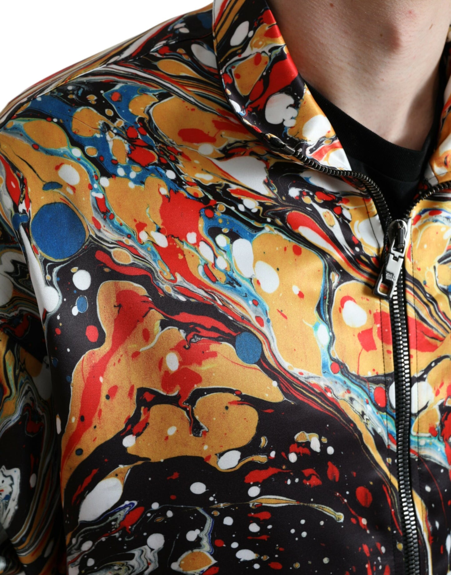 Dolce & Gabbana Men's Multicolor Abstract Polyester Bomber Jacket