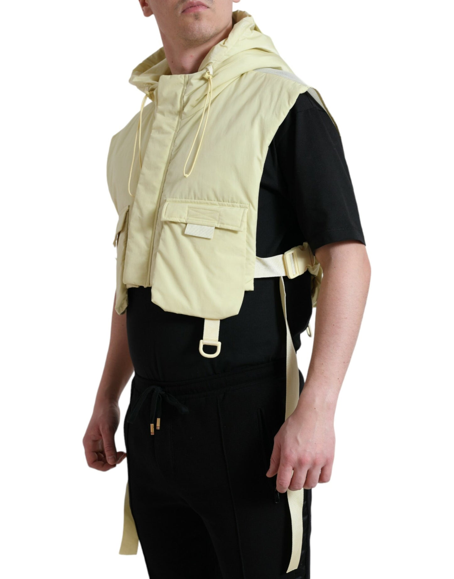 Dolce & Gabbana Men's Sunshine Yellow Hooded Vest Jacket
