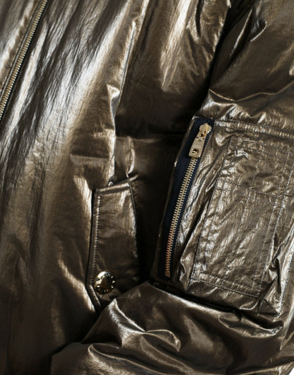 Dolce & Gabbana Men's Bronze Nylon Full Zip Men Bomber Jacket