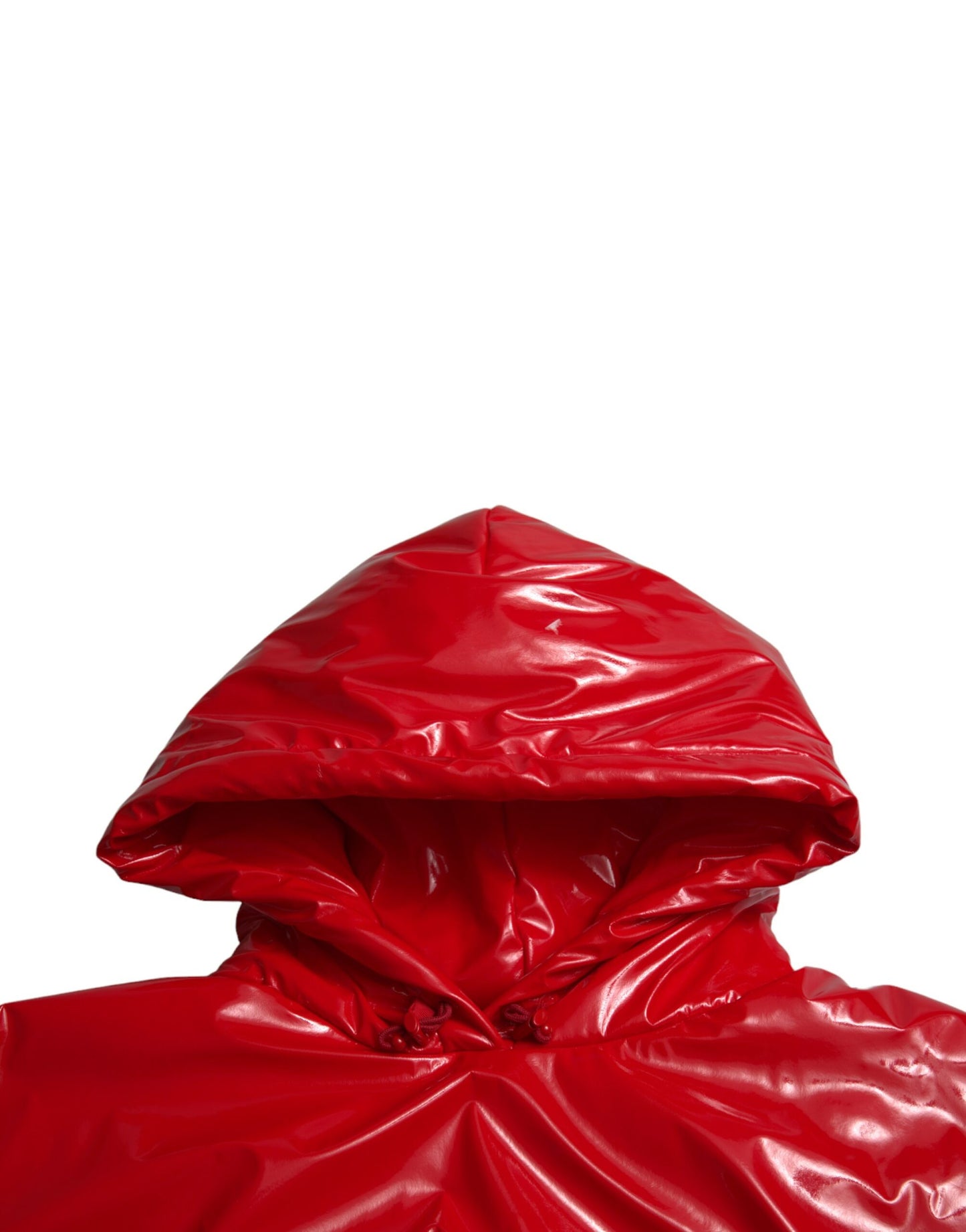 Dolce & Gabbana Women's Shiny Red Hooded Cropped Short Coat Jacket