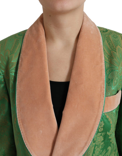 Dolce & Gabbana Women's Green Floral Double Breasted Coat Jacket