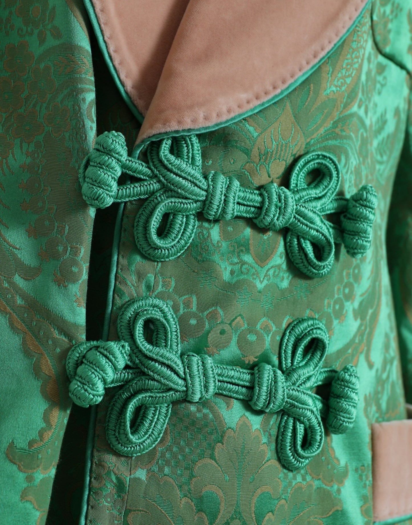 Dolce & Gabbana Women's Green Floral Double Breasted Coat Jacket