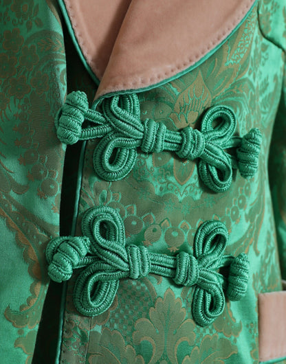Dolce & Gabbana Women's Green Floral Double Breasted Coat Jacket