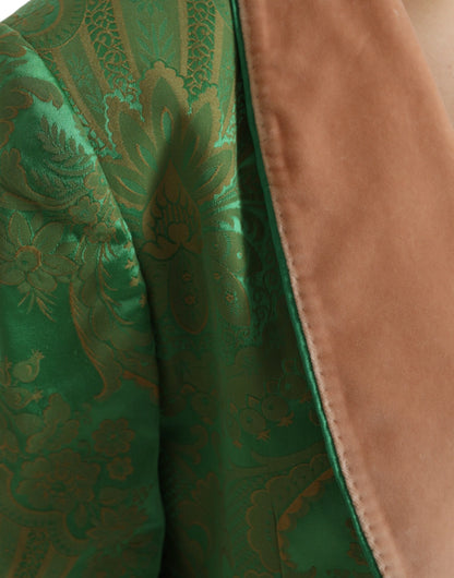 Dolce & Gabbana Women's Green Floral Double Breasted Coat Jacket