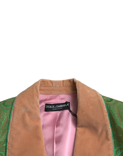 Dolce & Gabbana Women's Green Floral Double Breasted Coat Jacket