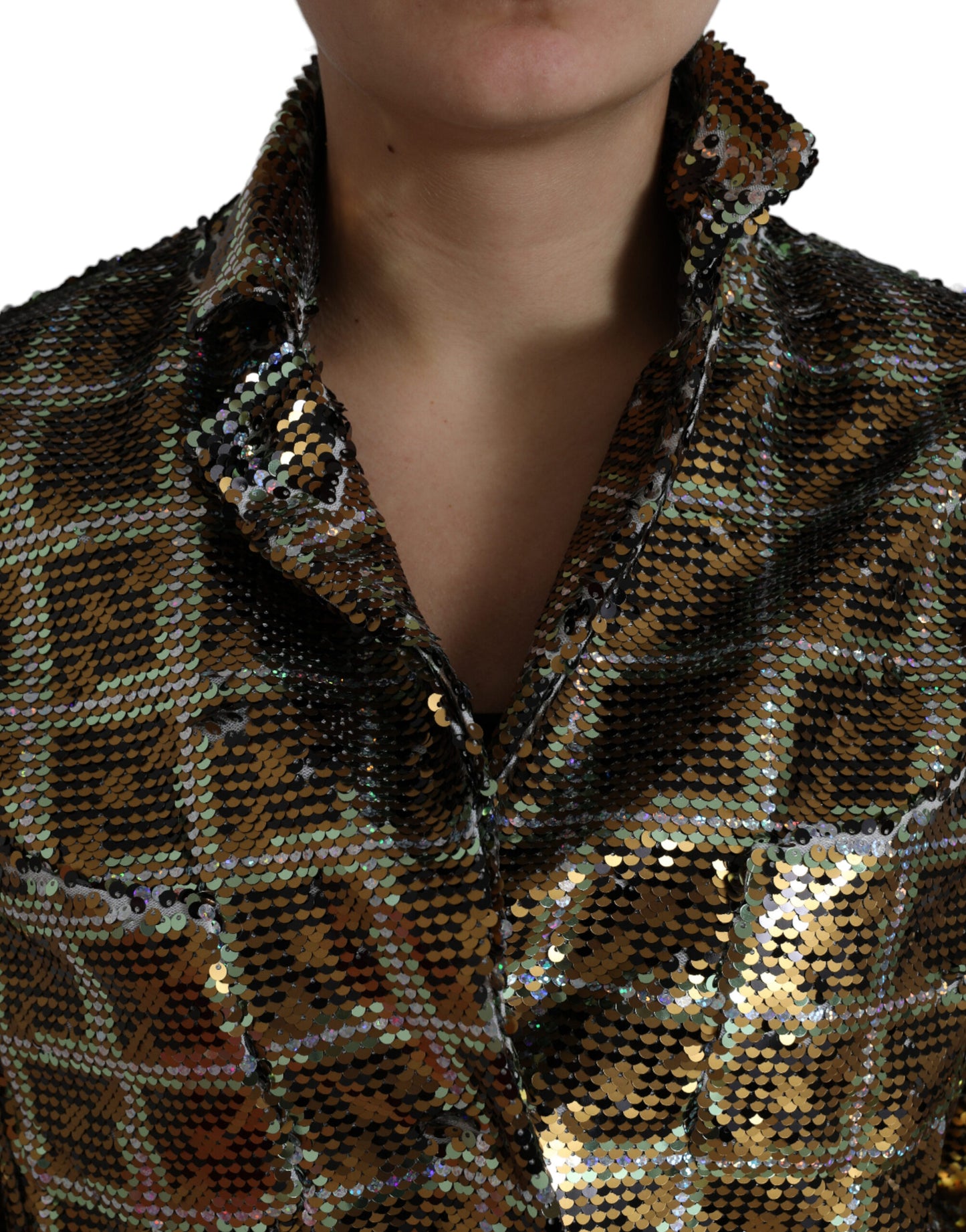 Dolce & Gabbana Women's Multicolor Polyester Sequined Cropped Jacket