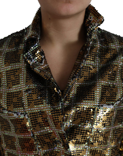 Dolce & Gabbana Women's Multicolor Polyester Sequined Cropped Jacket