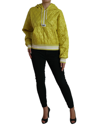 Dolce & Gabbana Women's Yellow Nylon Quilted Hooded Pullover Jacket