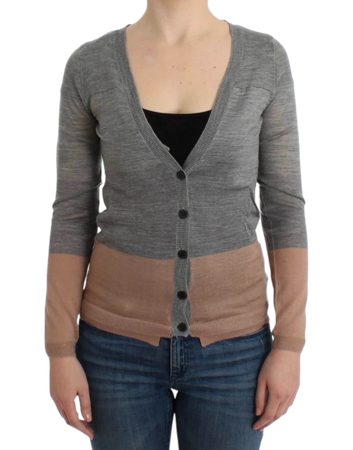 Costume National Women's Grey & Beige Lightweight Cardigan
