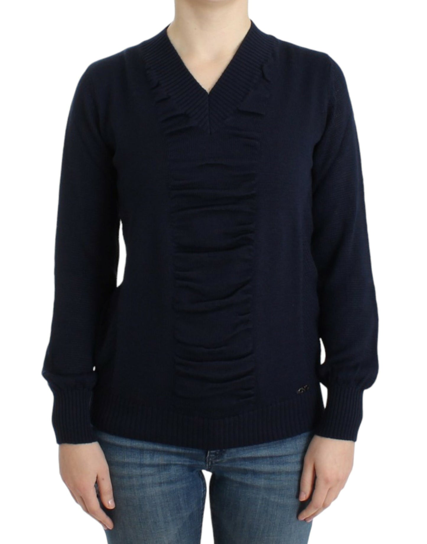 Costume National Women's Dark blue V-neck wool sweater
