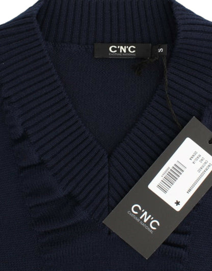 Costume National Women's Dark blue V-neck wool sweater