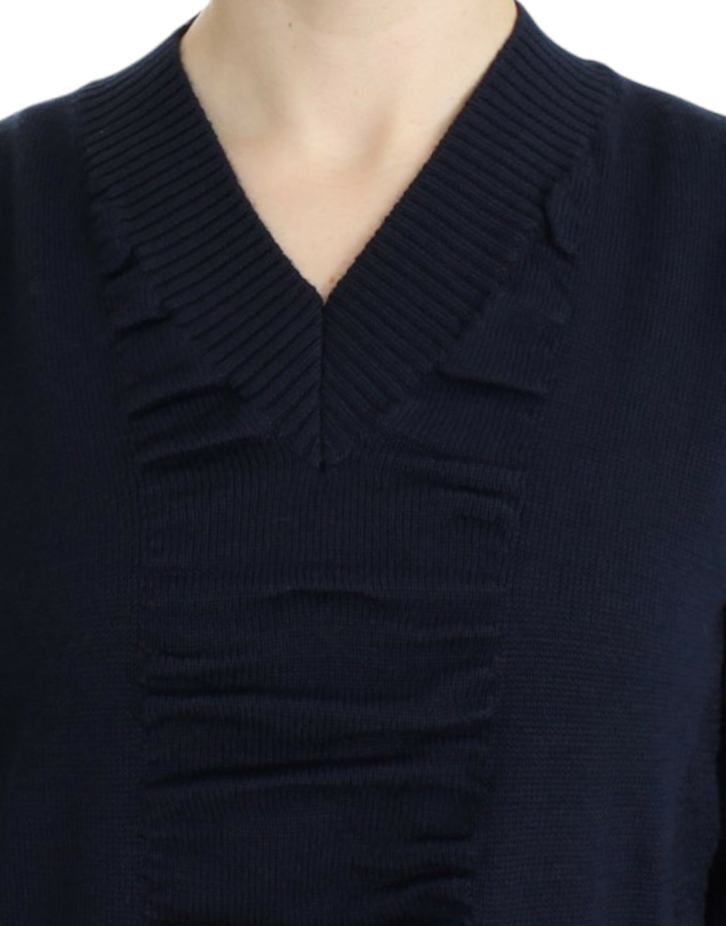 Costume National Women's Dark blue V-neck wool sweater