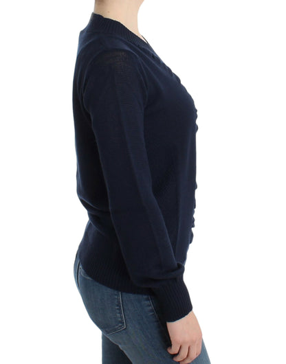 Costume National Women's Dark blue V-neck wool sweater