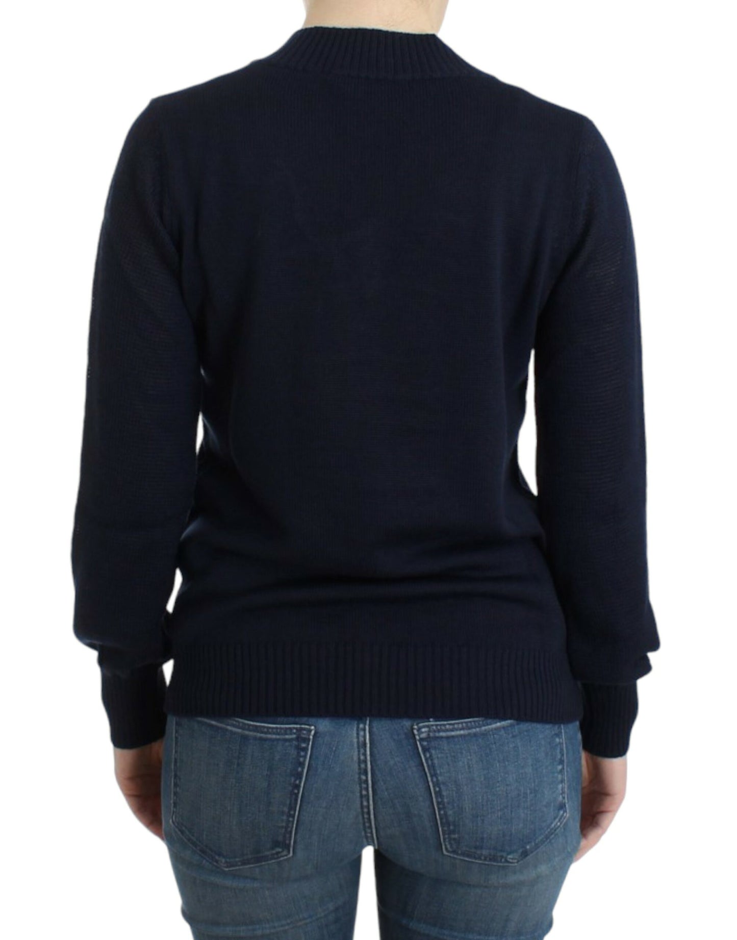 Costume National Women's Dark blue V-neck wool sweater