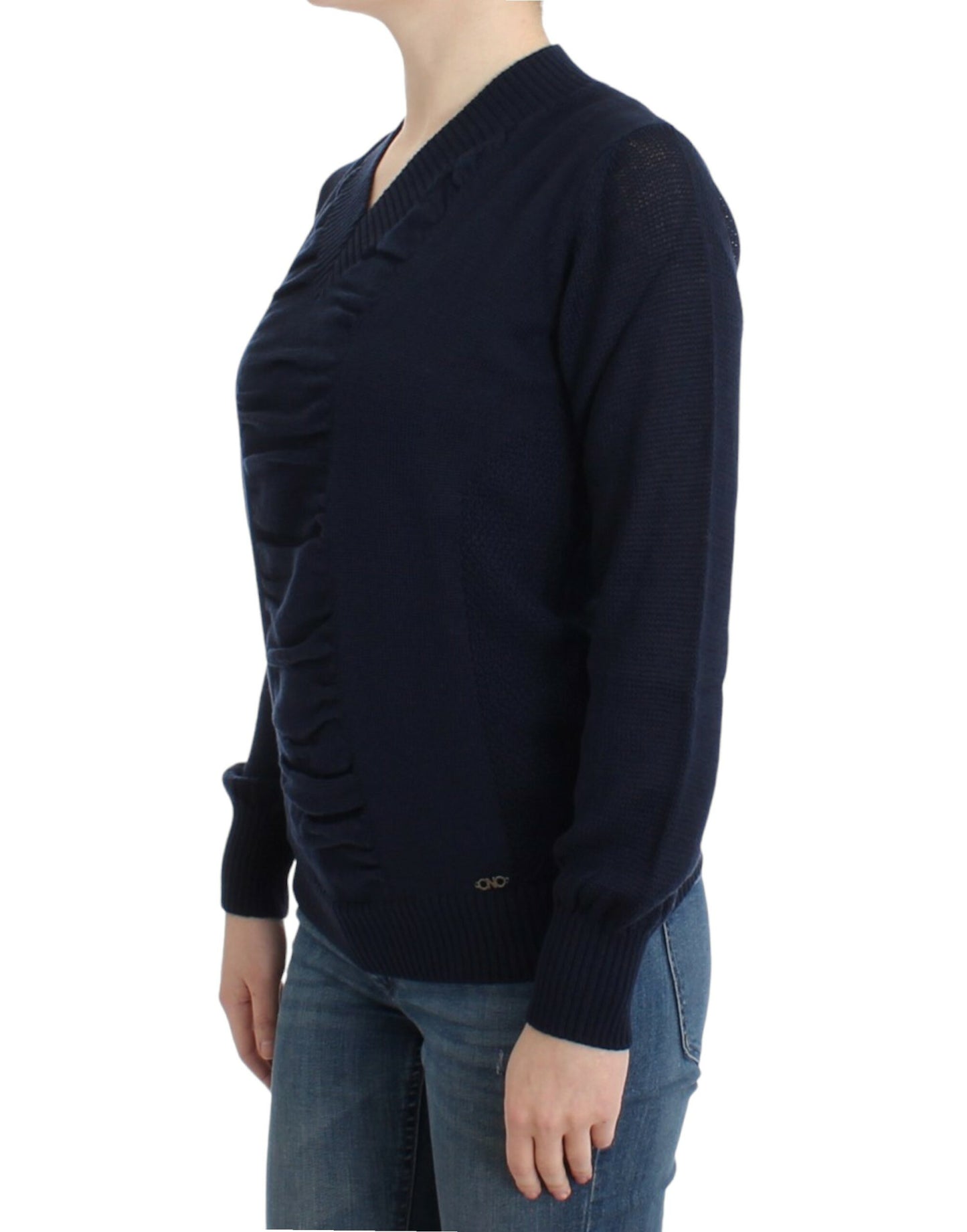 Costume National Women's Dark blue V-neck wool sweater