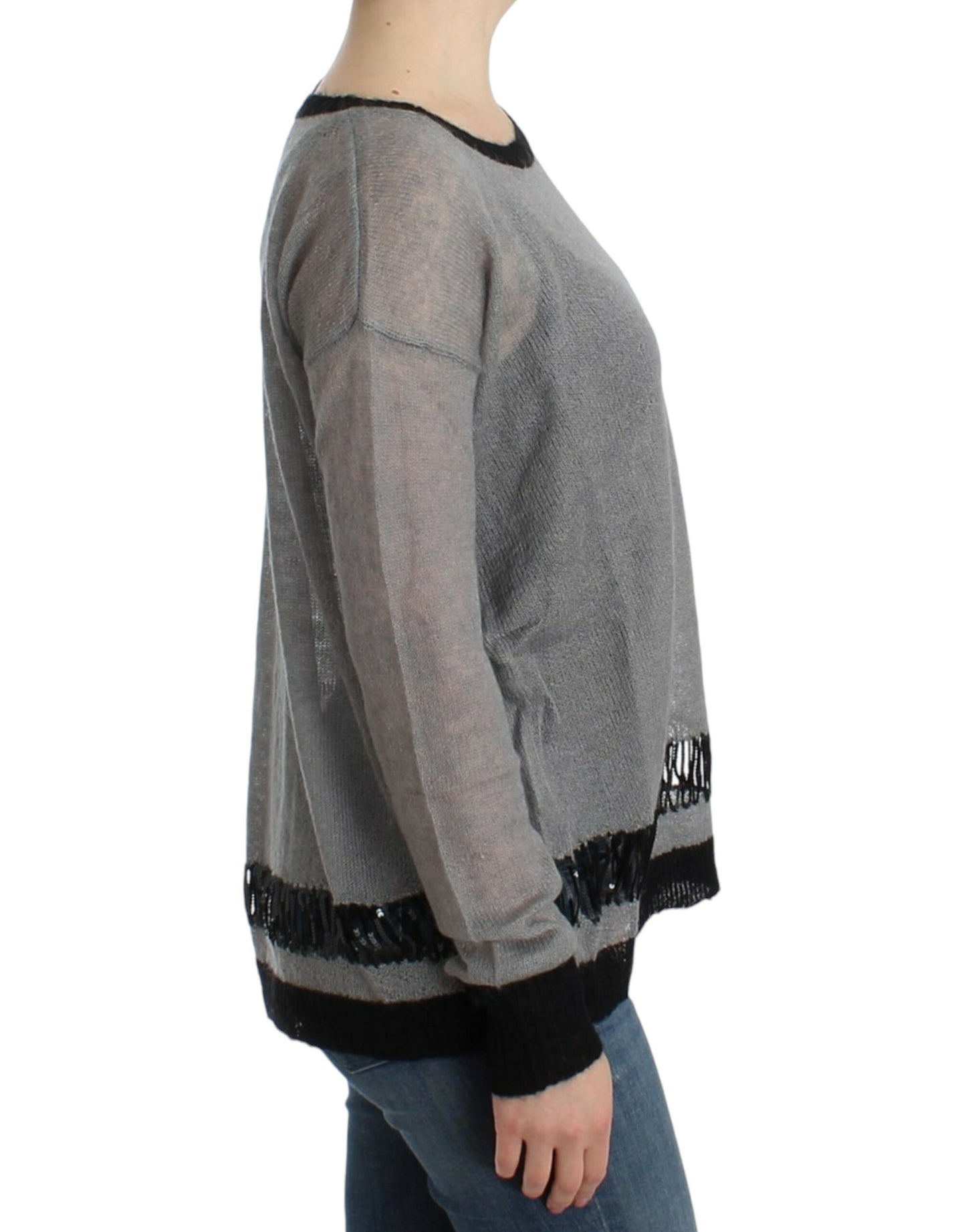 Costume National Women's Grey embellished asymmetric sweater