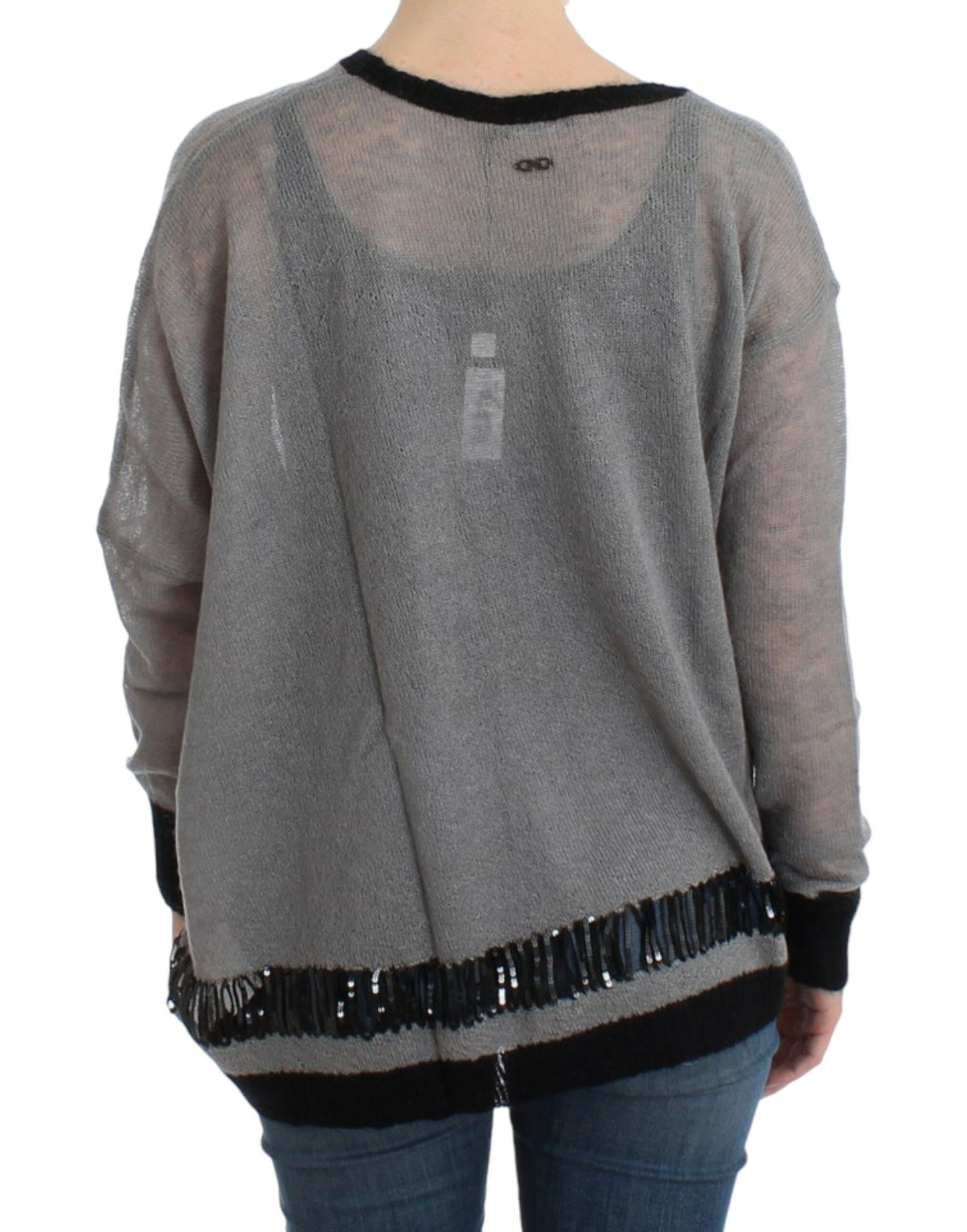 Costume National Women's Grey embellished asymmetric sweater