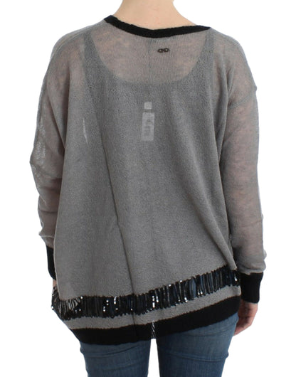 Costume National Women's Grey embellished asymmetric sweater