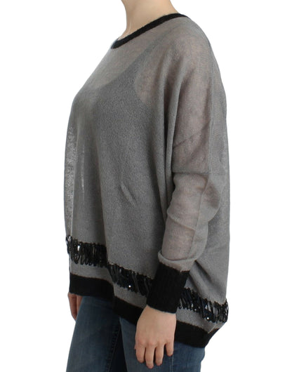 Costume National Women's Grey embellished asymmetric sweater