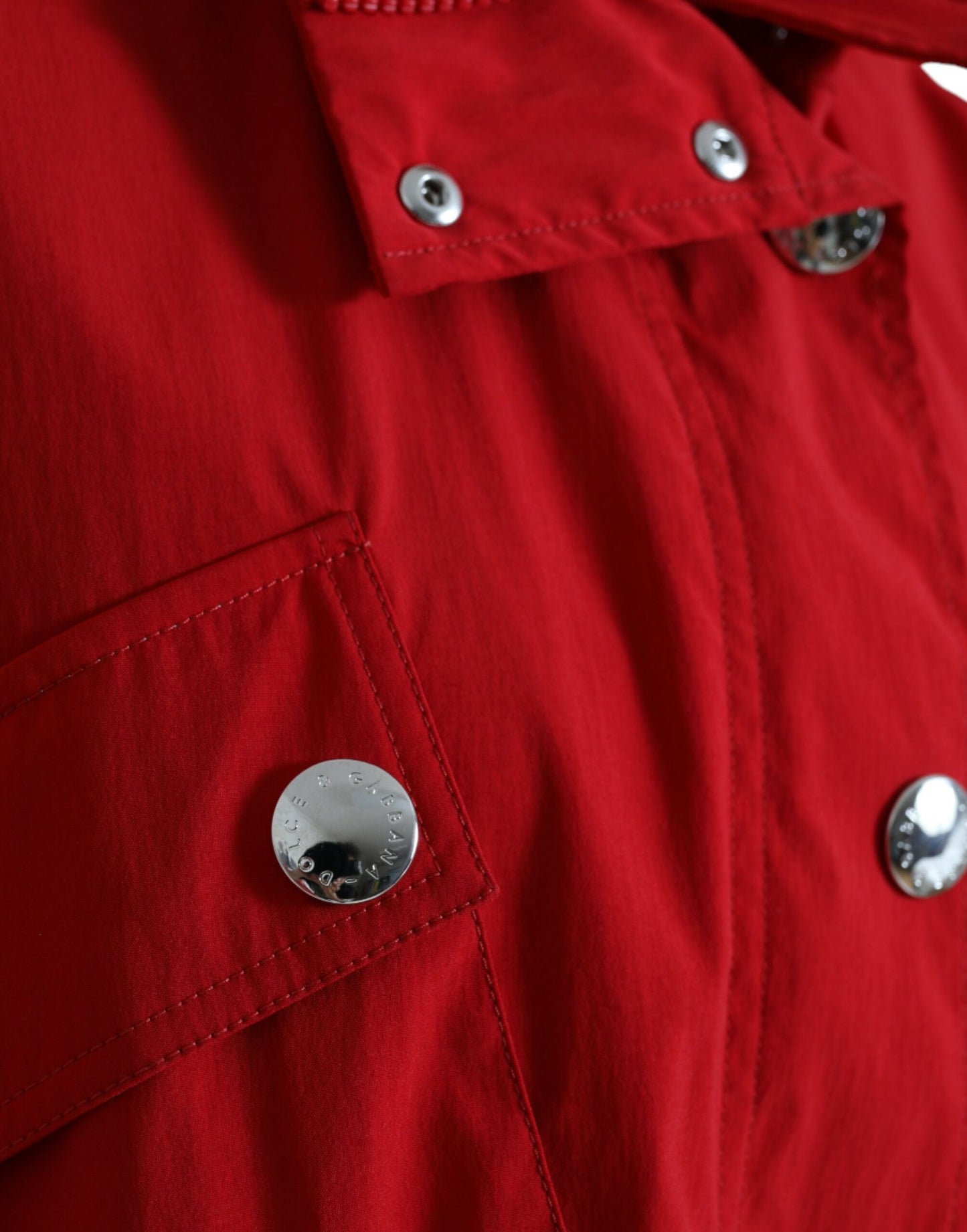 Dolce & Gabbana Women's Red Polyester Hooded Button Rain Coat Jacket