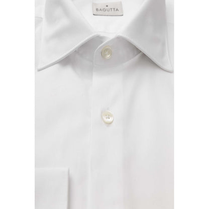 Shirt by Bagutta for men in cotton white showcases a sleek silhouette, elegantly detailed with a sleek and for a sleek finish.