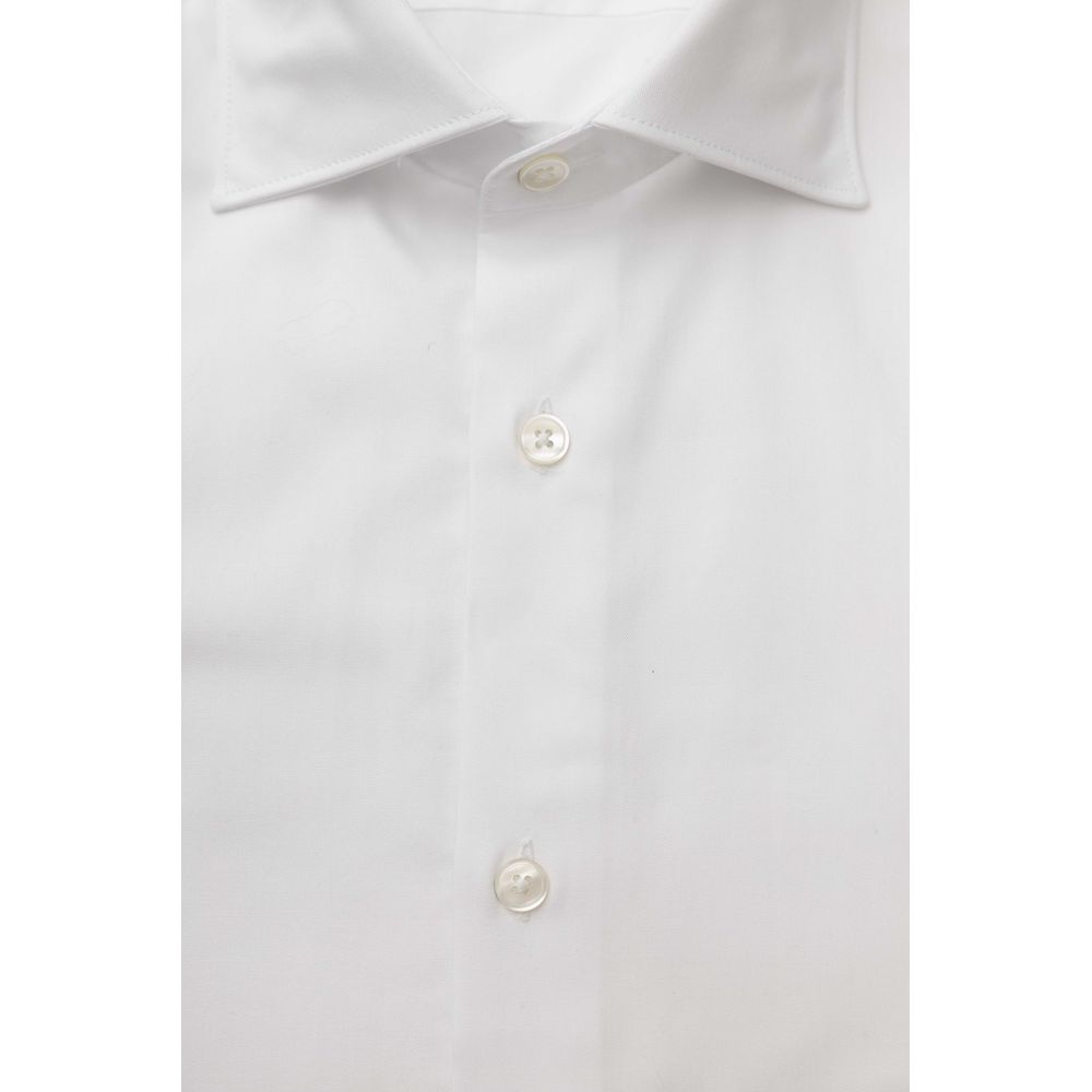Shirt by Bagutta for men in cotton white, featuring a nuanced and nuanced for a sophisticated finish.