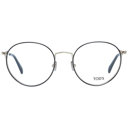 Eyeglasses Frames by Tod's for women in metal black showcases a reflective silhouette, artfully incorporating a sophisticated black coloured frame with a distinct full-frame frame design.
