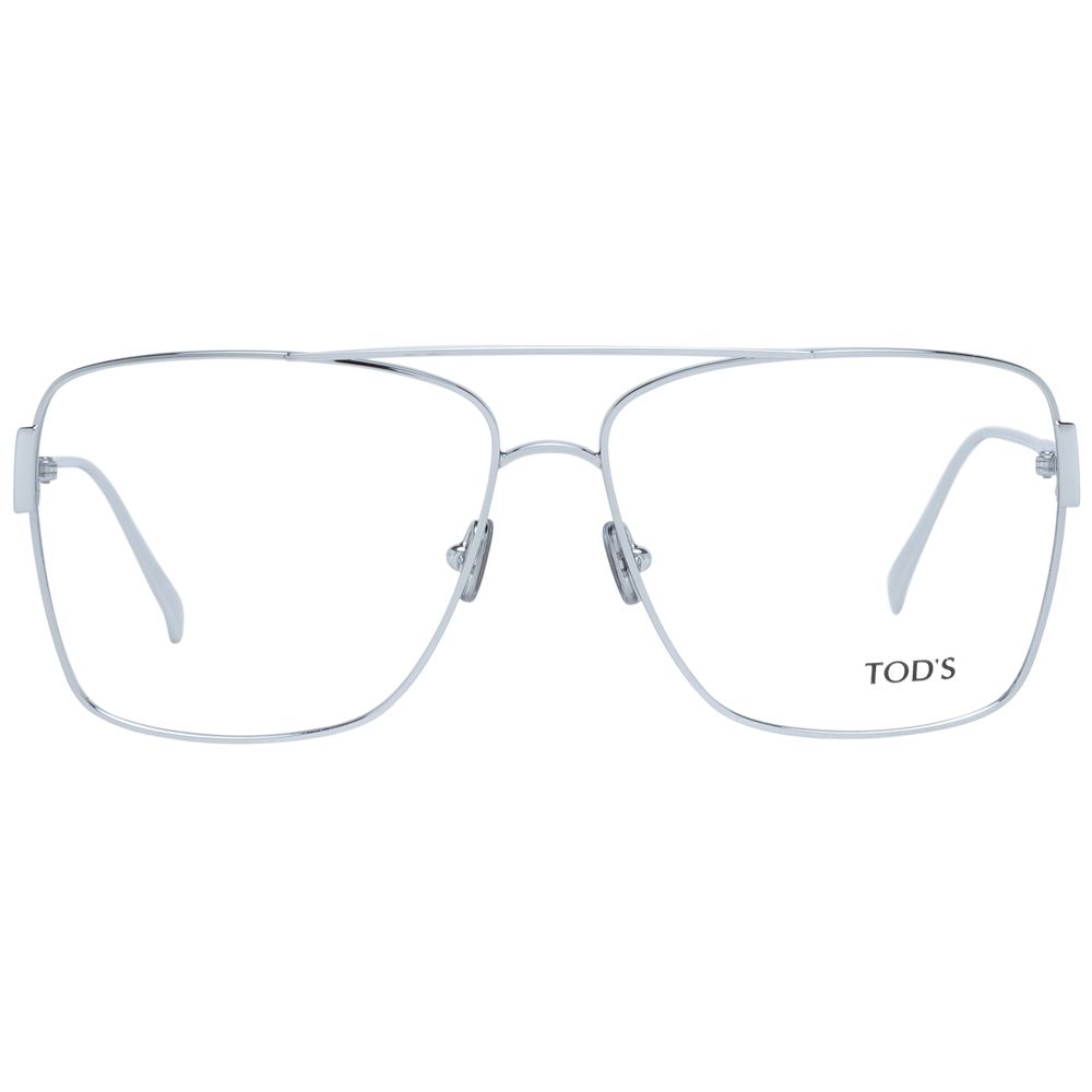 Eyeglasses Frames by Tod's for women in metal silver showcases a reflective silhouette, artfully incorporating a sophisticated silver coloured frame with a distinct full-frame frame design.