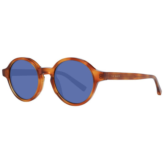 Sunglasses by Ted Baker for men in viscose cotton canvas blue & brown features a sumptuous silhouette, showcasing a sumptuous full-rim round frame design in brown coloured frame with high-performance category-3-dark-tint lens.