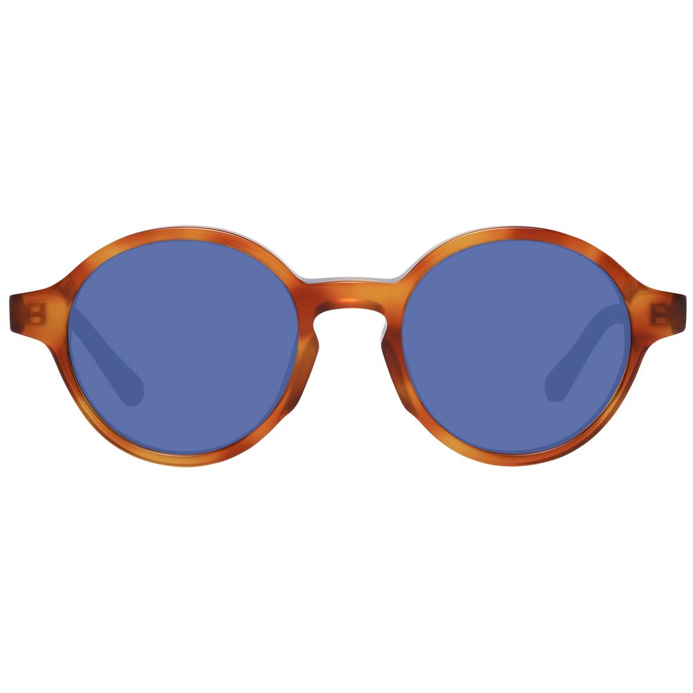 Sunglasses by Ted Baker for men in viscose cotton canvas blue & brown showcases a ethereal silhouette, featuring brown coloured frame full-rim round frame design with category-3-dark-tint lens for a ethereal finish.