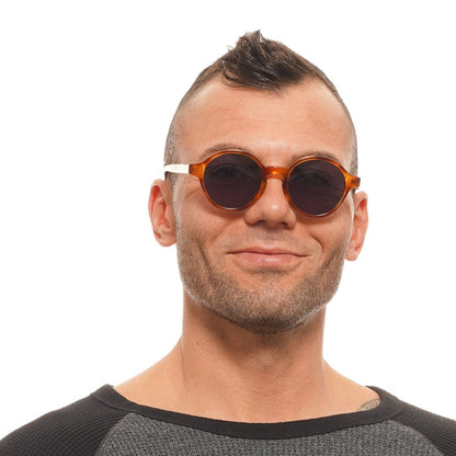 Sunglasses by Ted Baker for men in viscose cotton canvas blue & brown features a sumptuous silhouette, showcasing a sumptuous full-rim round frame design in brown coloured frame with high-performance category-3-dark-tint lens.
