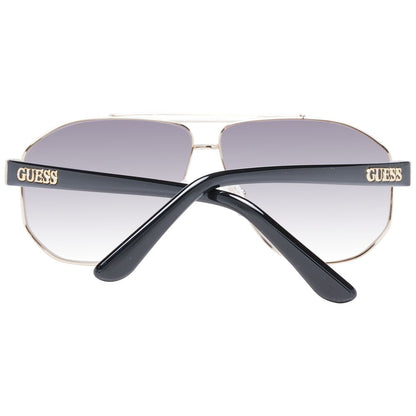 This Sunglasses by Guess for women in gold presents a sumptuous silhouette, showcasing a sumptuous aviator full-rim frame design in gold coloured frame and high-performance gradient category-2-medium-tint lens.