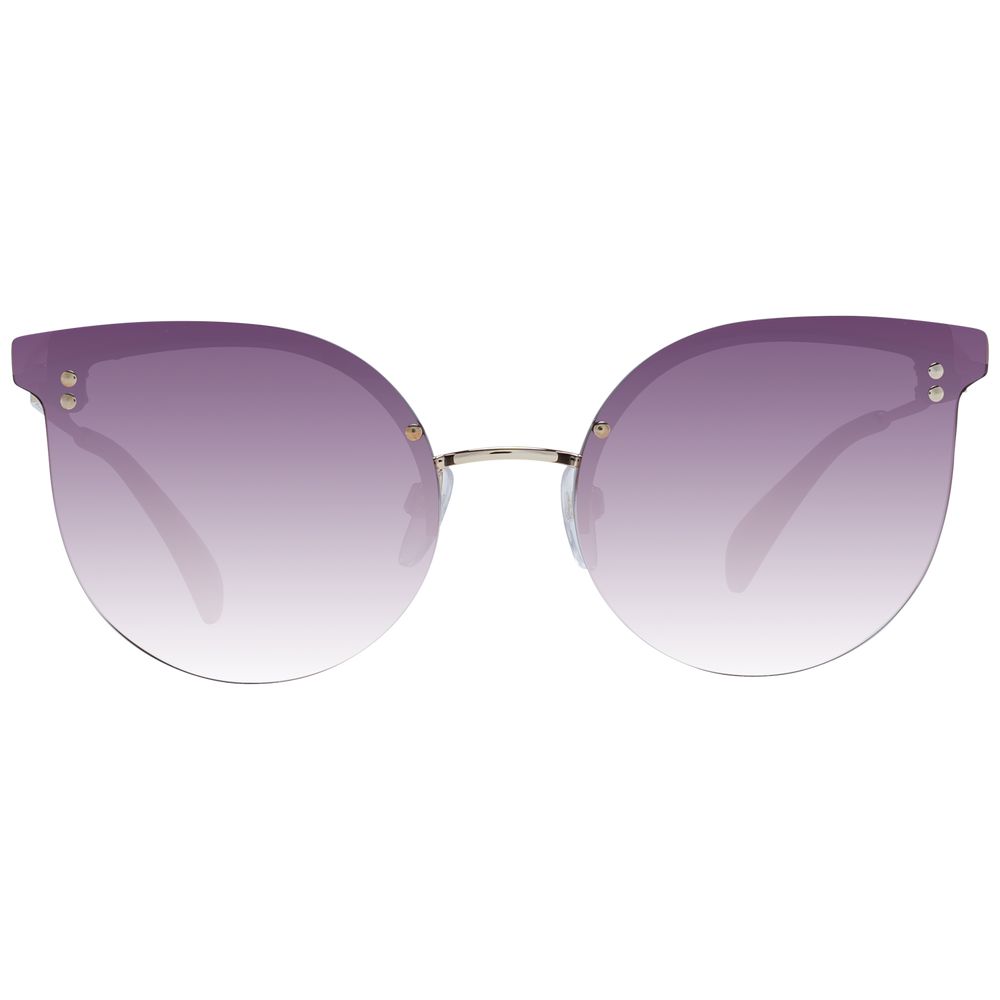 Sunglasses by Maje for women in and gold featuring an opulent half-rim cat-eye frame design with a sophisticated gold coloured frame finish and high-performance gradient category-3-dark-tint lens.