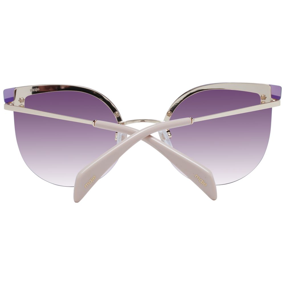 This Sunglasses by Maje for women in gold presents a sumptuous silhouette, showcasing a sumptuous half-rim cat-eye frame design in gold coloured frame and high-performance gradient category-3-dark-tint lens.