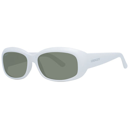 Sunglasses by Serengeti for women in nylon white showcases a ethereal silhouette, featuring white coloured frame rectangle full-rim frame design with polarized category-3-dark-tint lens for a ethereal finish.