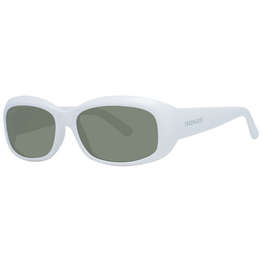 Sunglasses by Serengeti for women in nylon white showcases a ethereal silhouette, featuring white coloured frame rectangle full-rim frame design with polarized category-3-dark-tint lens for a ethereal finish.