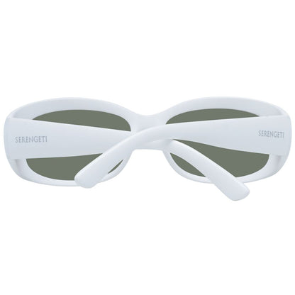Sunglasses by Serengeti for women in nylon white features an lustrous rectangle full-rim frame design with white coloured frame detailing and polarized category-3-dark-tint lens for a lustrous aesthetic.