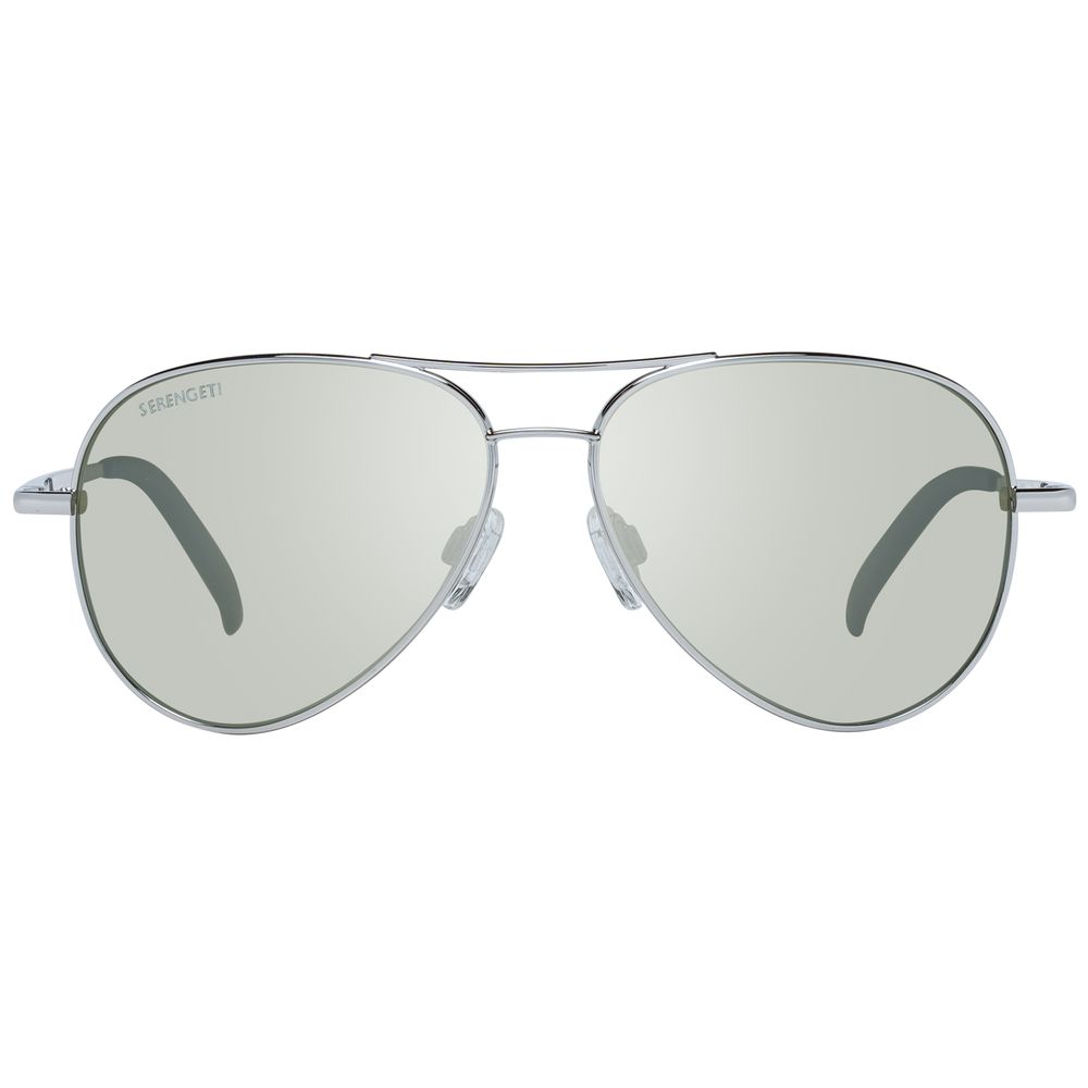 Sunglasses by Serengeti for unisex in wool and green & silver presents a sumptuous silhouette, featuring silver coloured frame and aviator full-rim frame design with category-3-dark-tint polarized lens for a sumptuous look.