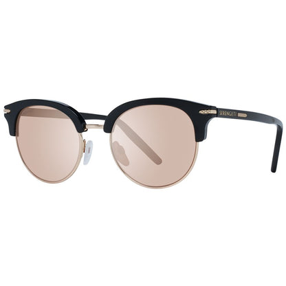 Sunglasses by Serengeti for women in metal & acetate and black featuring an opulent full-rim round frame design with a sophisticated black coloured frame finish and high-performance polarized mirrored category-3-dark-tint lens.