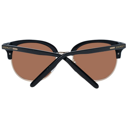 This Sunglasses by Serengeti for women in metal & acetate black presents a sumptuous silhouette, showcasing a sumptuous full-rim round frame design in black coloured frame and high-performance polarized mirrored category-3-dark-tint lens.