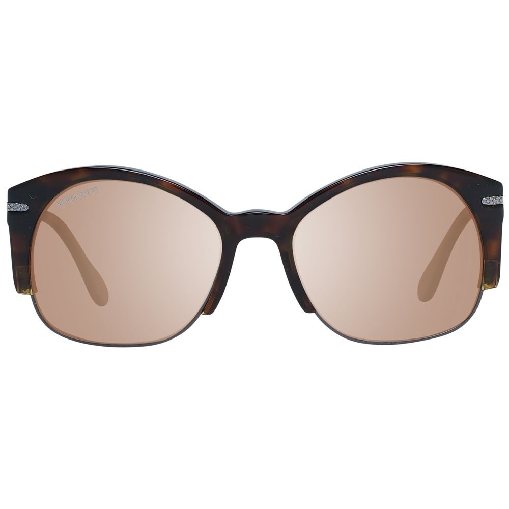Sunglasses by Serengeti for unisex in metal & acetate brown features an lustrous full-rim round frame design with brown coloured frame detailing and polarized category-3-dark-tint lens for a lustrous aesthetic.