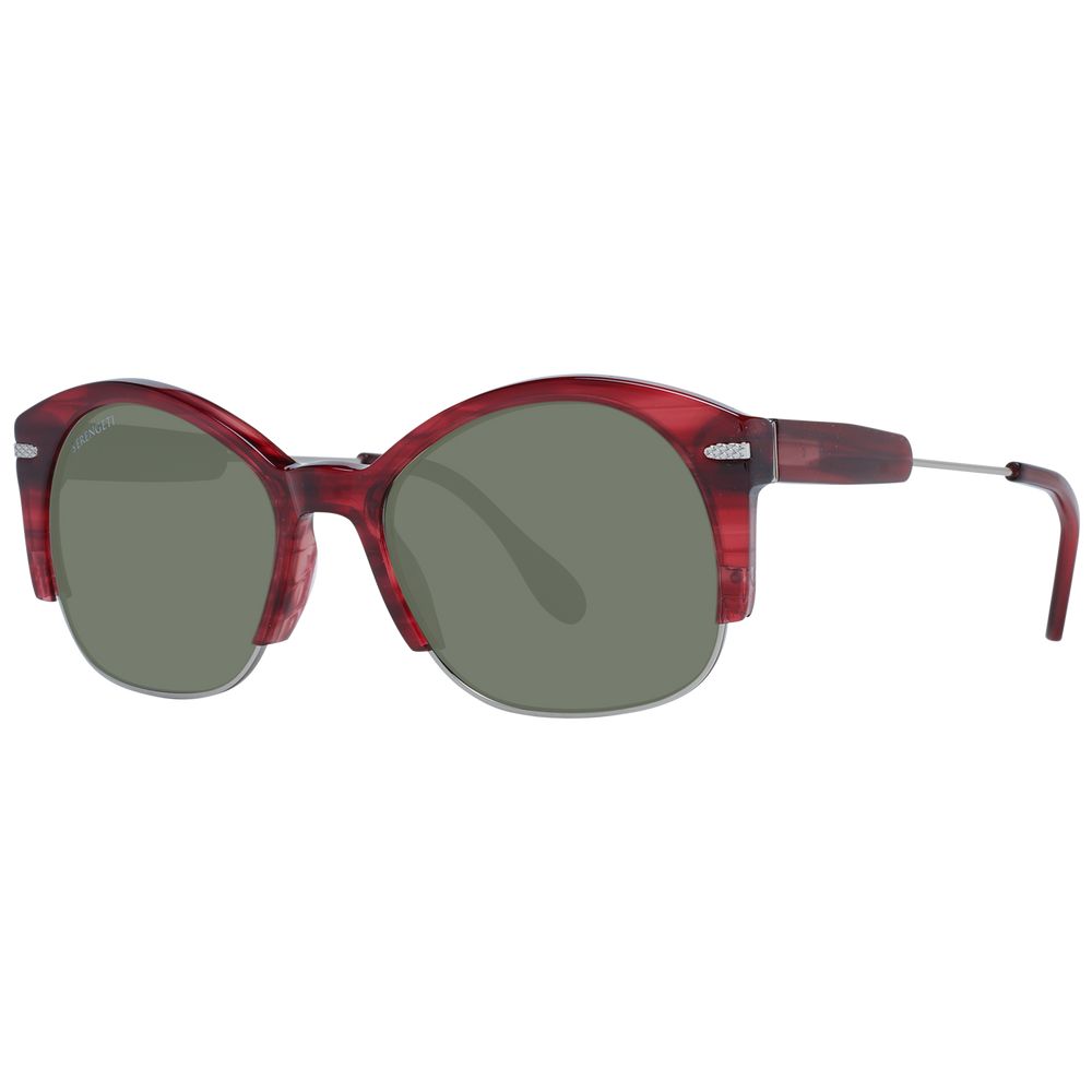 Sunglasses by Serengeti for unisex in metal & acetate and red featuring an opulent full-rim round frame design with a sophisticated red coloured frame finish and high-performance polarized category-3-dark-tint lens.