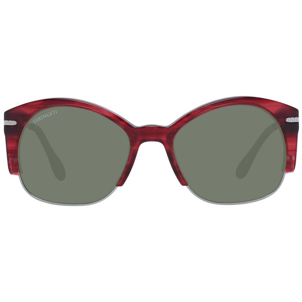 Sunglasses by Serengeti for unisex in metal & acetate red showcases a ethereal silhouette, featuring red coloured frame full-rim round frame design with polarized category-3-dark-tint lens for a ethereal finish.