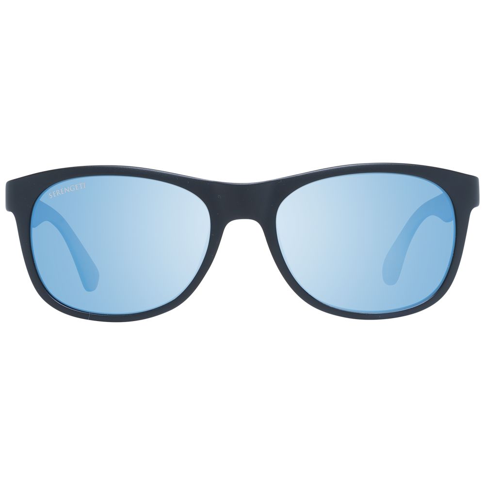 Sunglasses by Serengeti for unisex in plastic and black featuring an opulent rectangle full-rim frame design with a sophisticated black coloured frame finish and high-performance photochromatic mirrored lens.