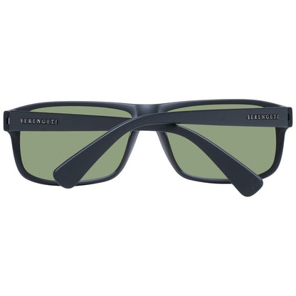 Sunglasses by Serengeti for unisex in plastic and black presents a sumptuous silhouette, featuring black coloured frame and full-rim trapezium frame design with polarized lens for a sumptuous look.
