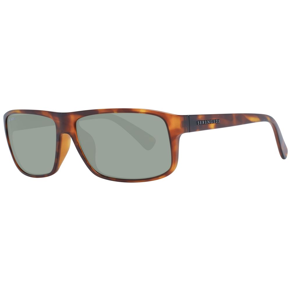 Sunglasses by Serengeti for unisex in plastic brown features an lustrous rectangle full-rim frame design with brown coloured frame detailing and polarized category-3-dark-tint lens for a lustrous aesthetic.